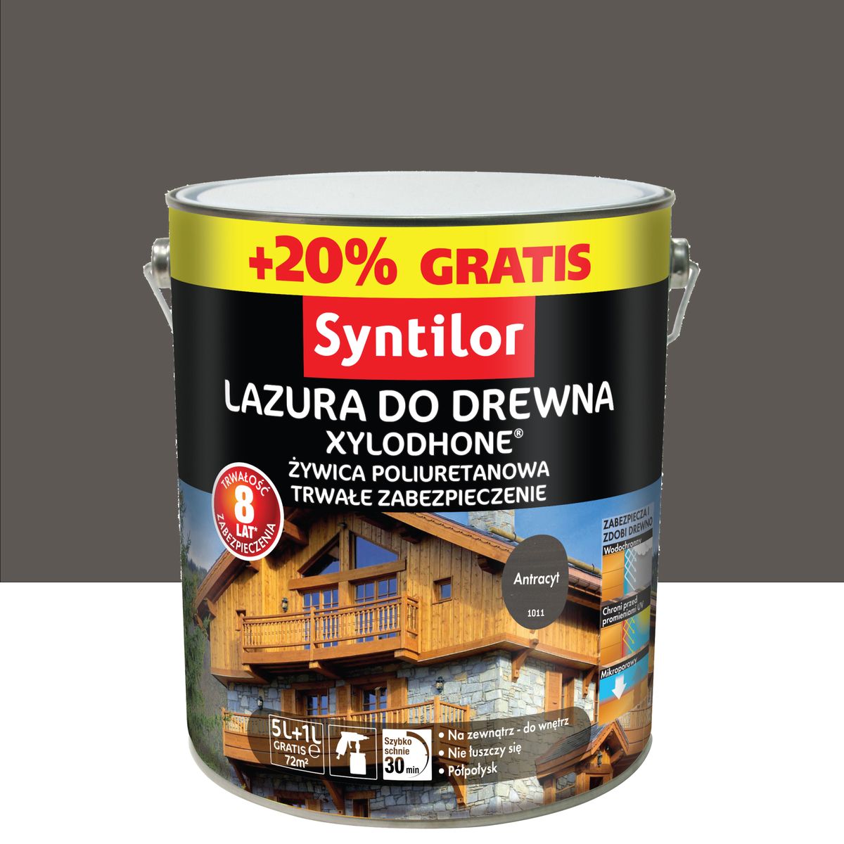 Lazura do drewna Xylodhone HP 5 l + 20% Antracyt Syntilor