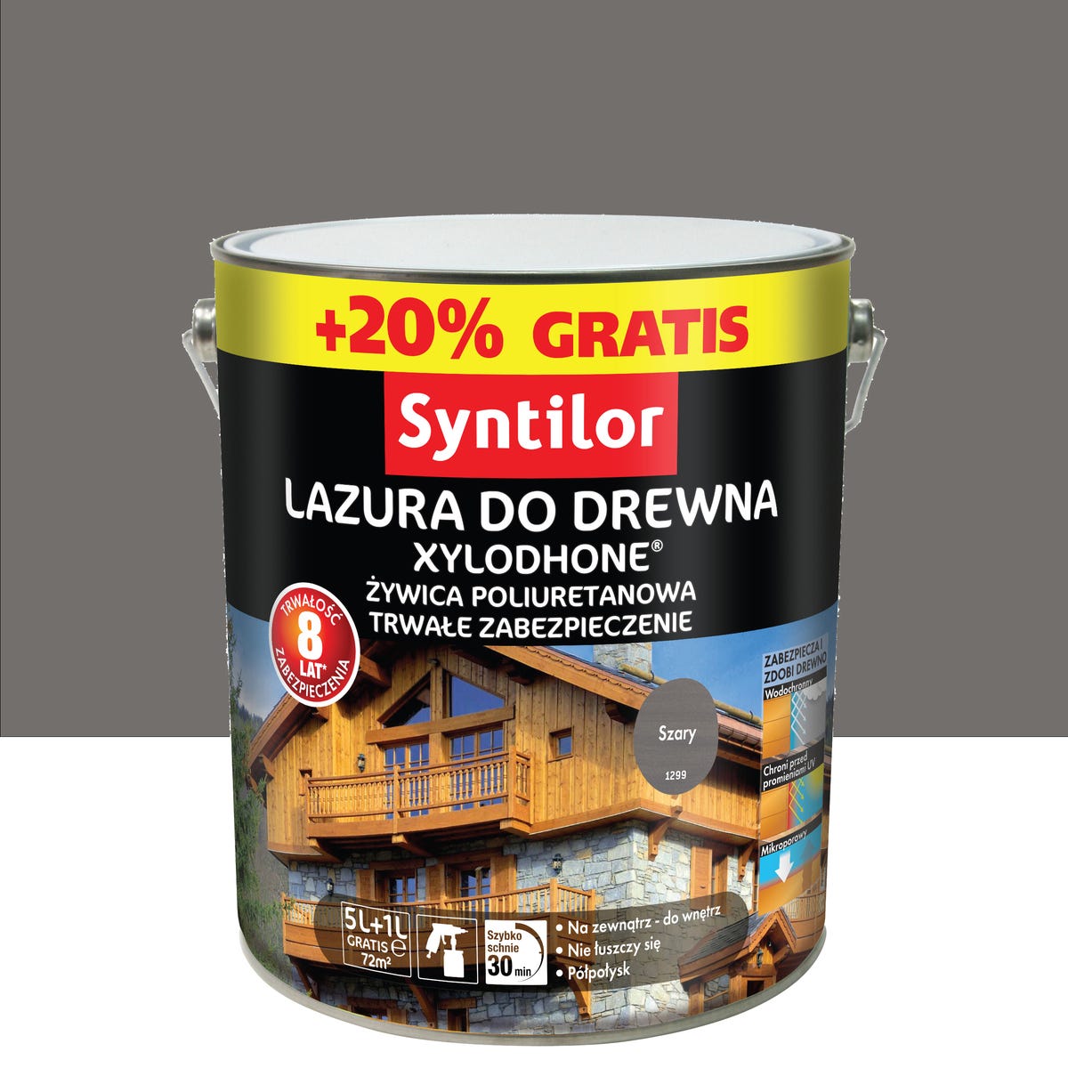 Lazura do drewna Xylodhone HP 5 l + 20% Szary Syntilor
