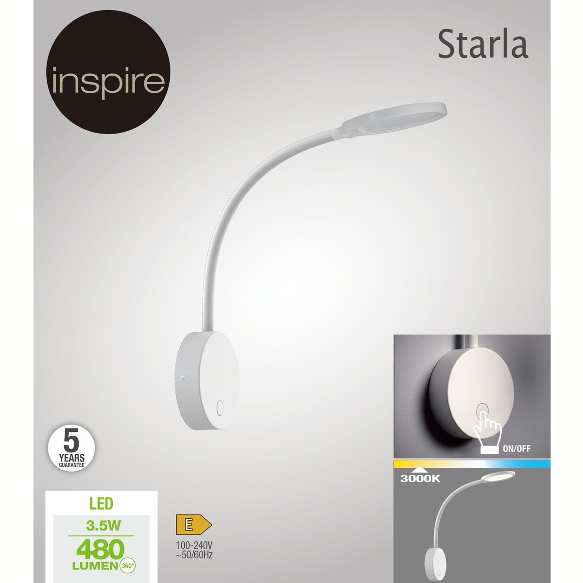 Kinkiet Starla biały LED Inspire