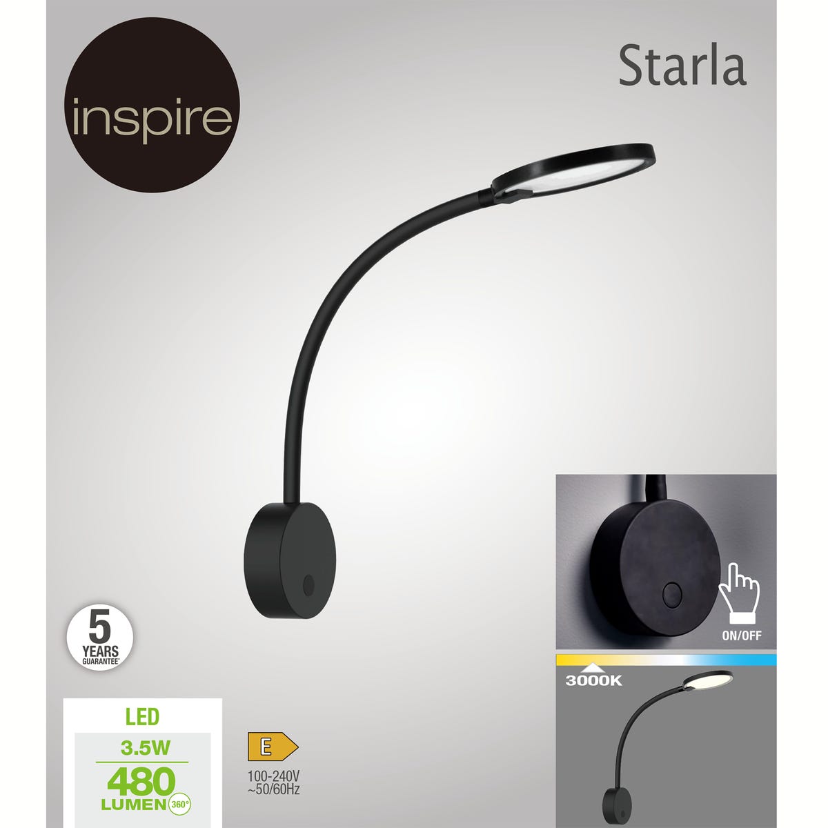 Kinkiet Starla czarny LED Inspire