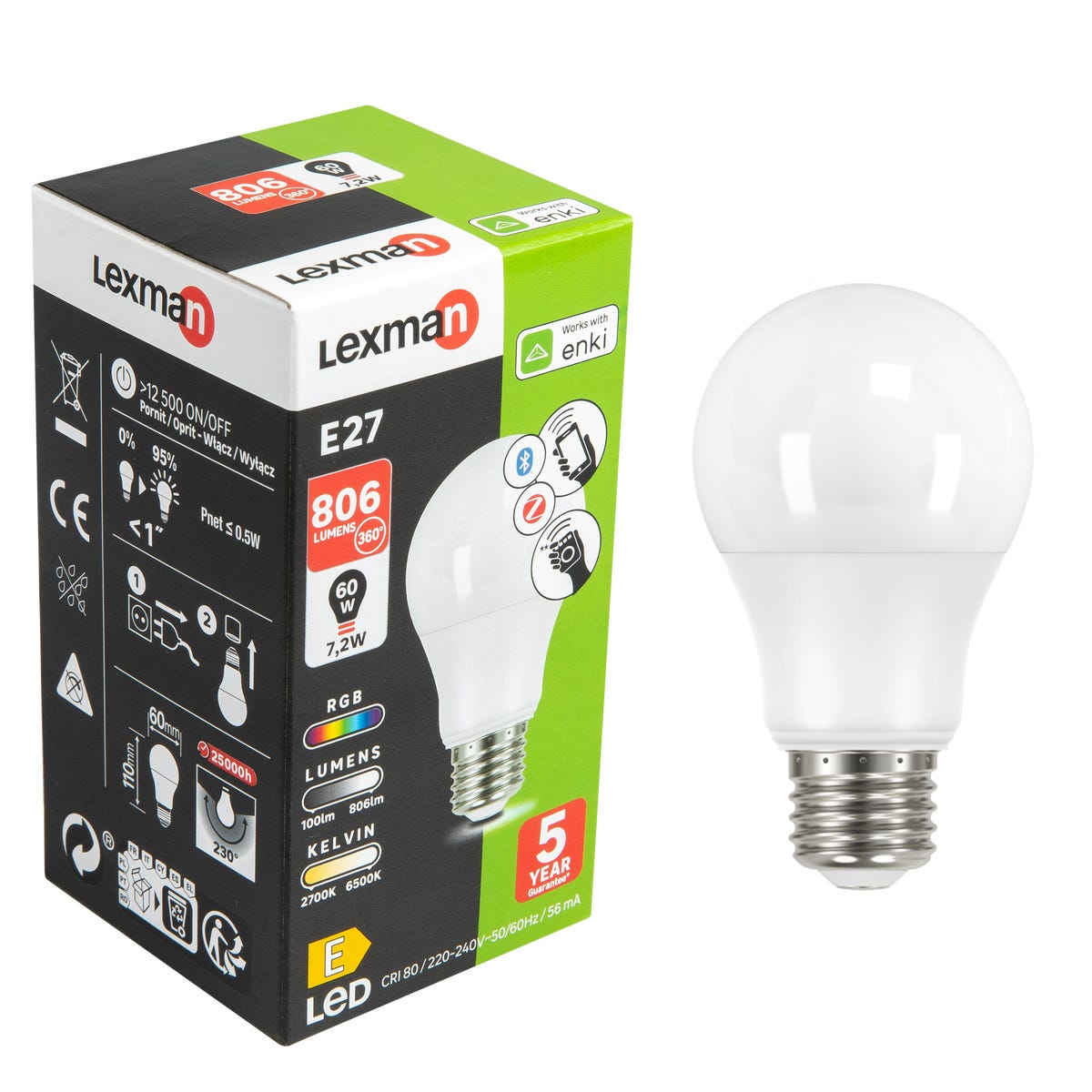 Żarówka Smart Enki LED 7,2 W = 60 W 806 lm Lexman