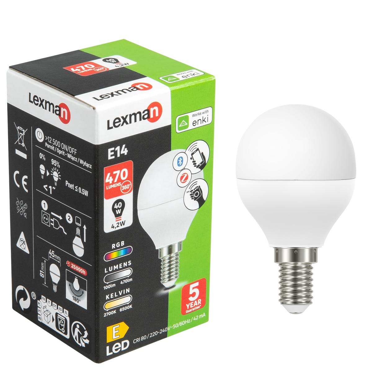 Żarówka Smart Enki LED E14 4,2 W = 40 W 470 lm Lexman
