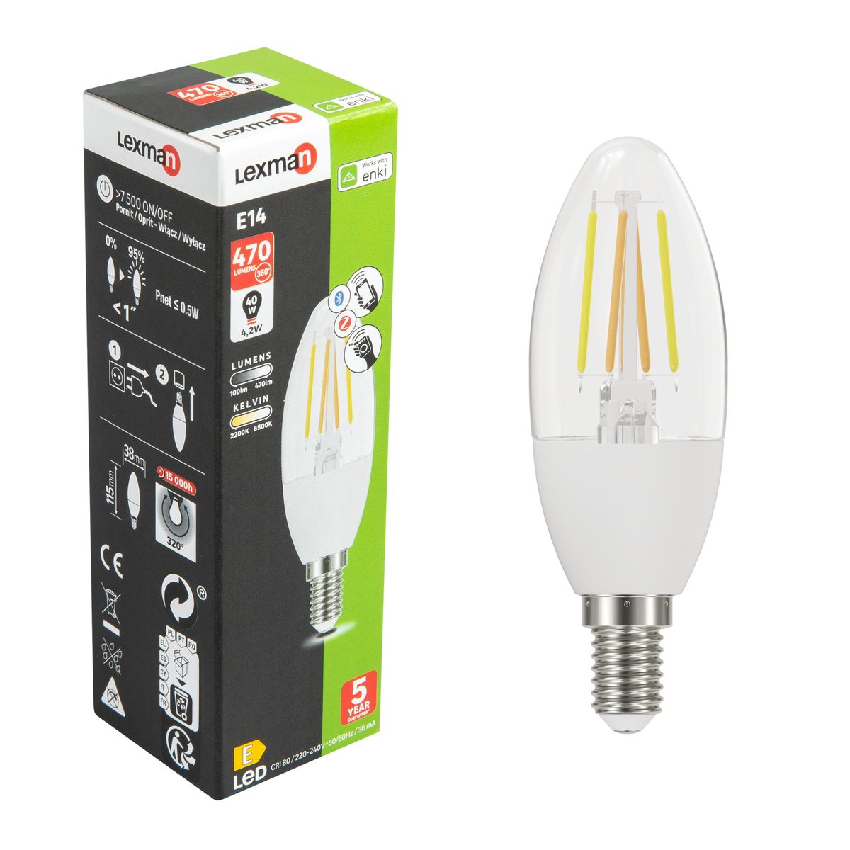Żarówka Smart Enki LED z pilotem E14 4,2 W = 40 W 470 lm Lexman