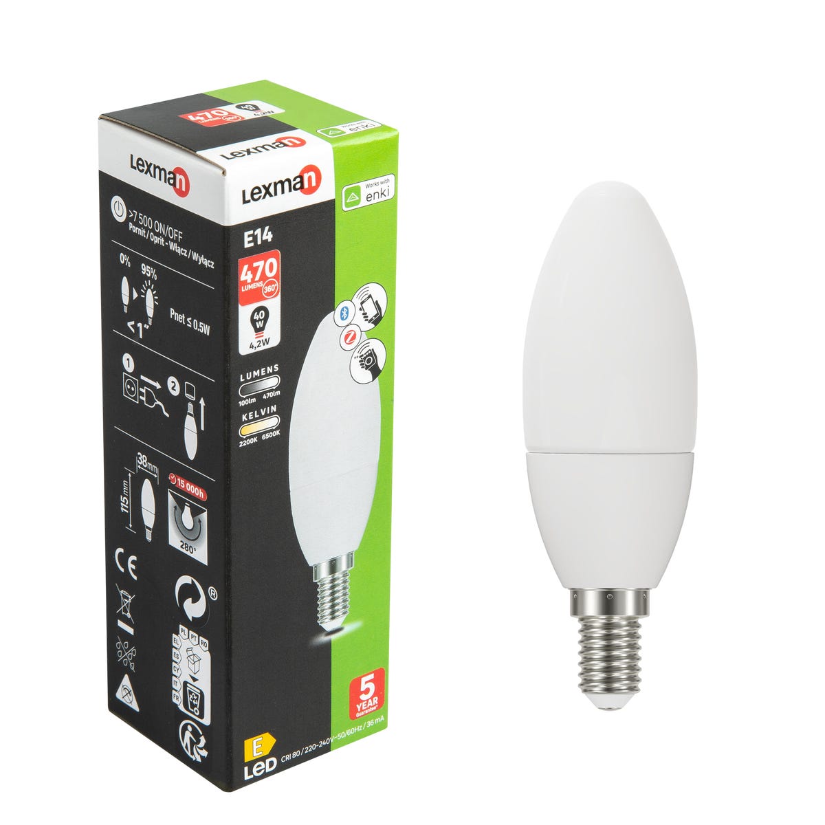 Żarówka Smart Enki LED z pilotem 4,2 W = 40 W 470 lm Lexman
