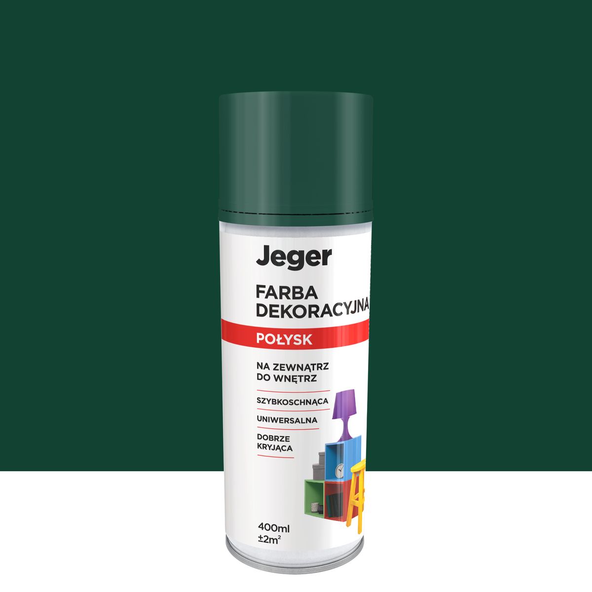 Spray kolor zielony 0.4 l połysk Jeger