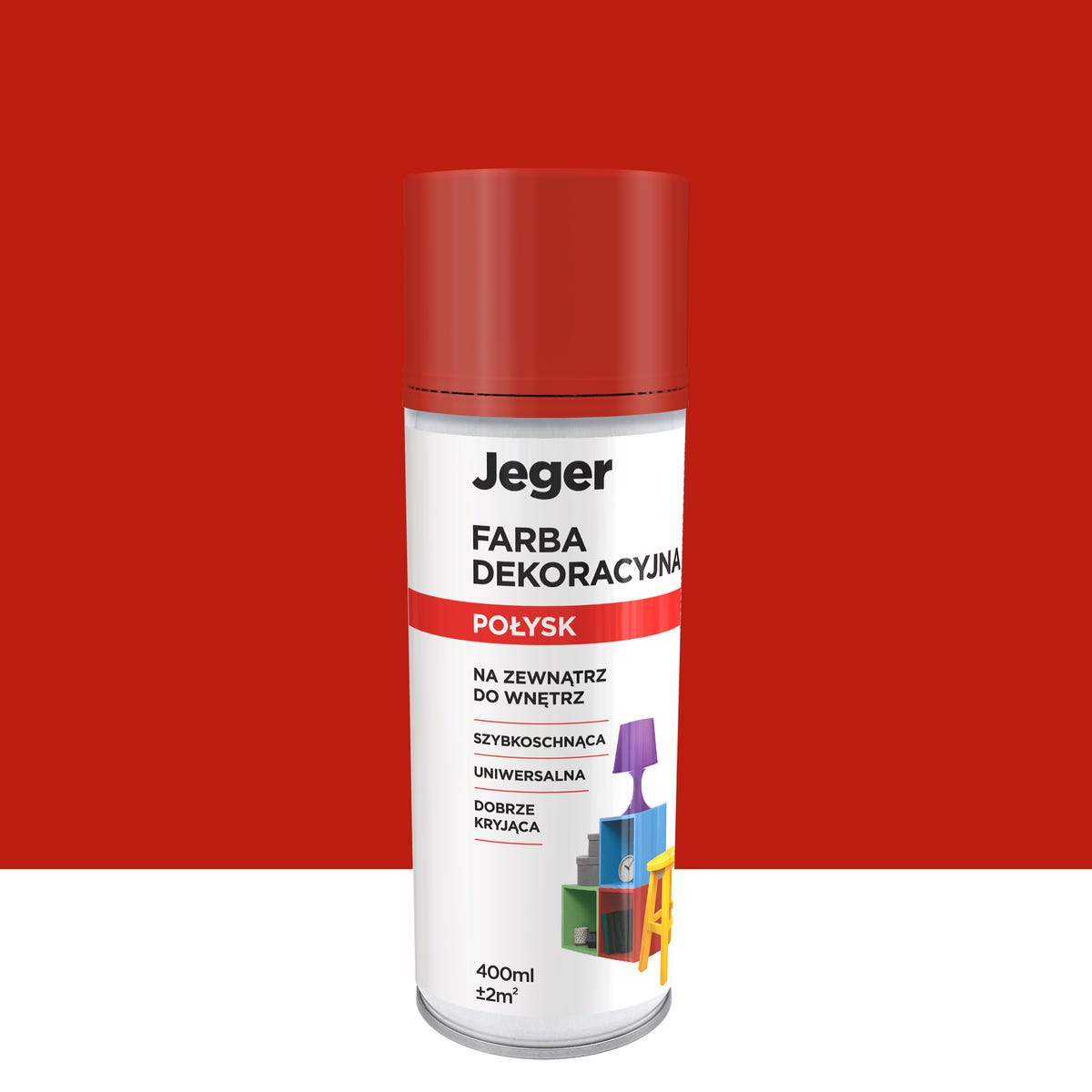 Spray 0.4 l czerwony połysk Jeger