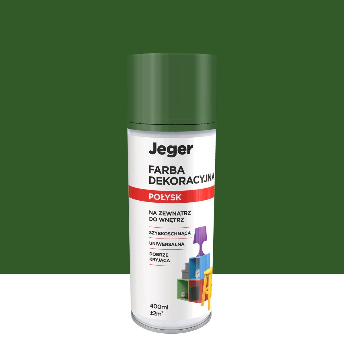 Spray 0.4 l zielony połysk Jeger