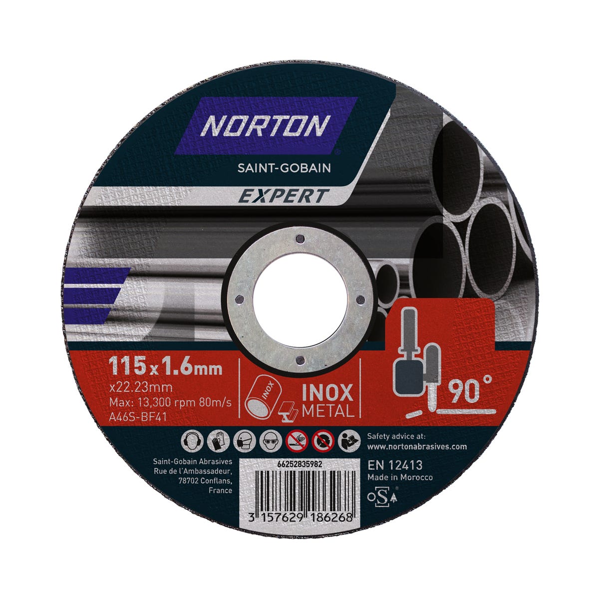 Tarcza tnąca do stali 41 ciągła 115 x 1.6 x 22.23 mm NORTON