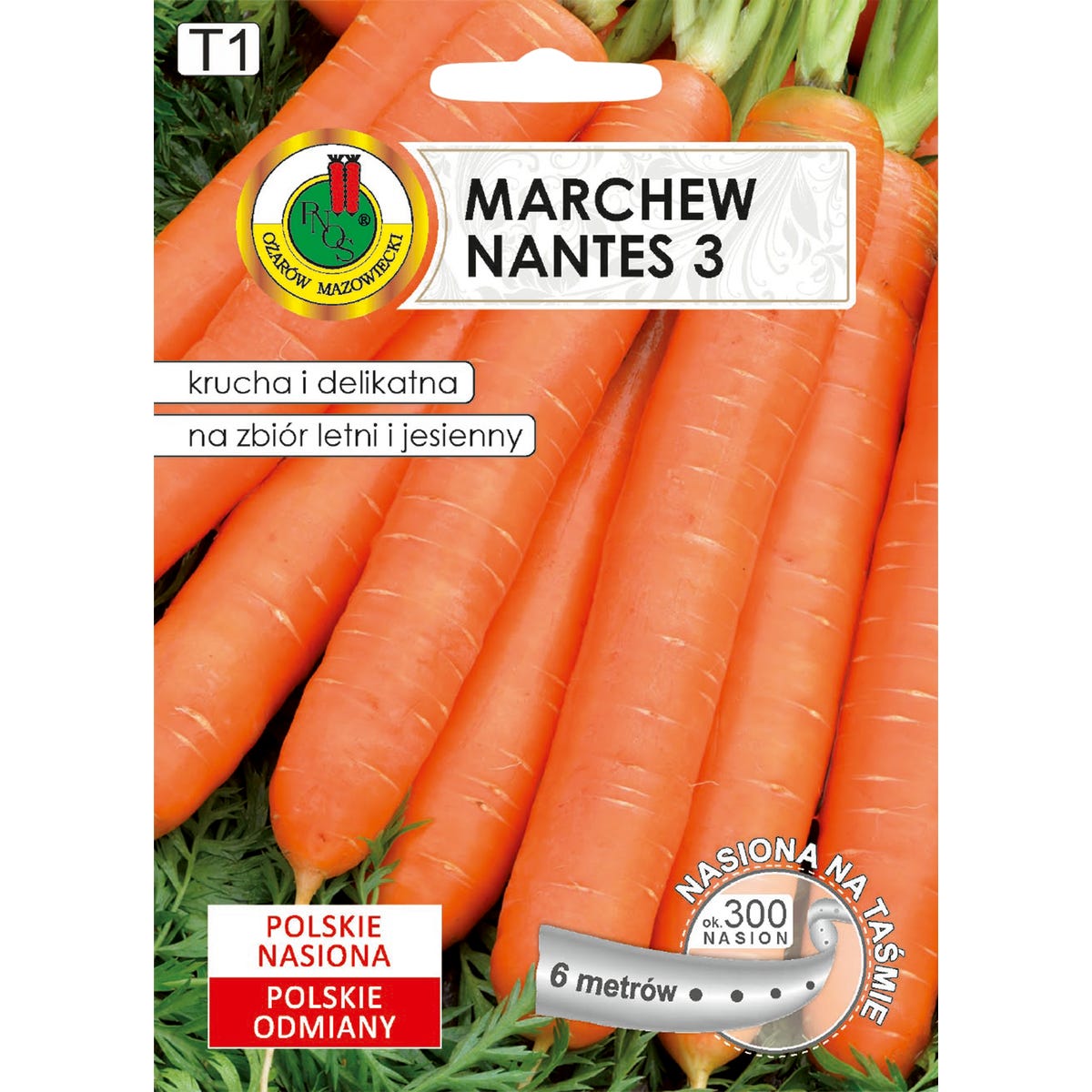 Marchew jadalna Nantes 3 nasiona na taśmie 6m Pnos