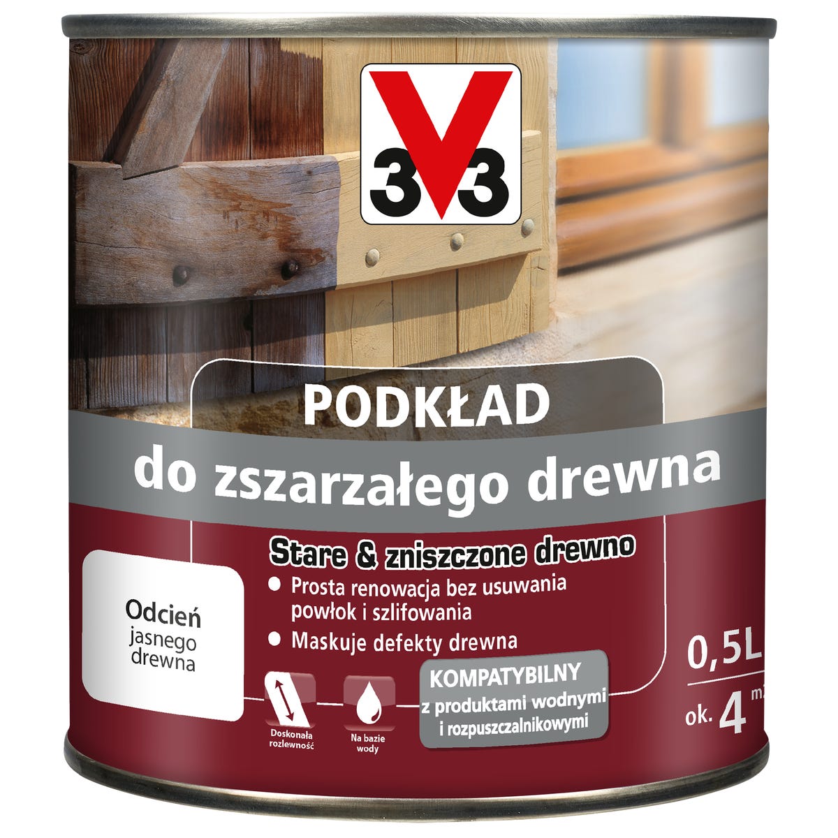 Podkład do zszarzałego drewna 0.5 l jasny V33