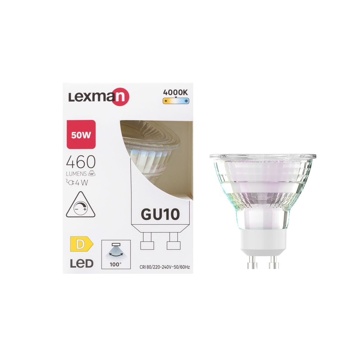 Żarówka LED GU10 4 W 460 lm Neutralna biel Lexman