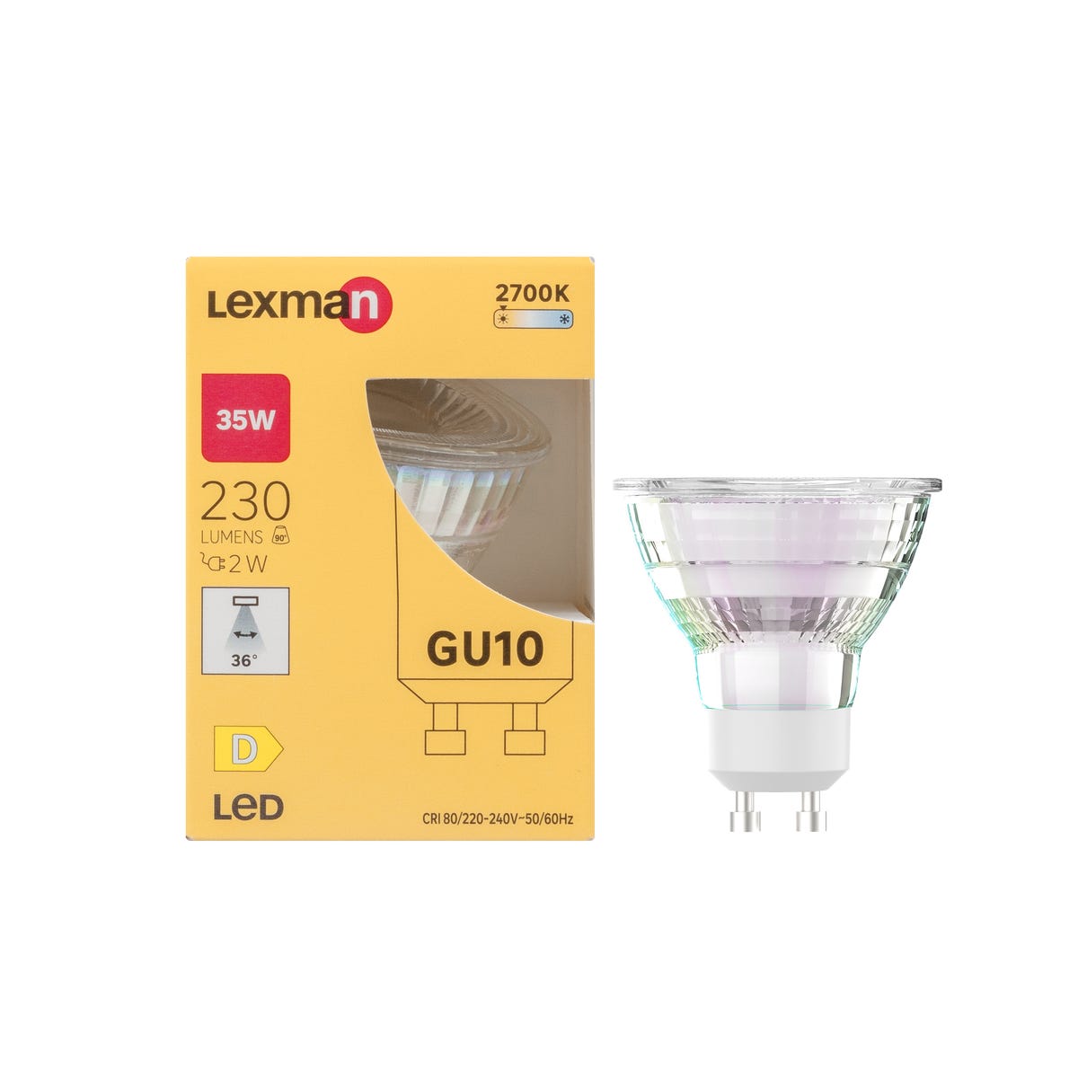 Żarówka LED GU10 2 W 230 lm Ciepła biel Lexman