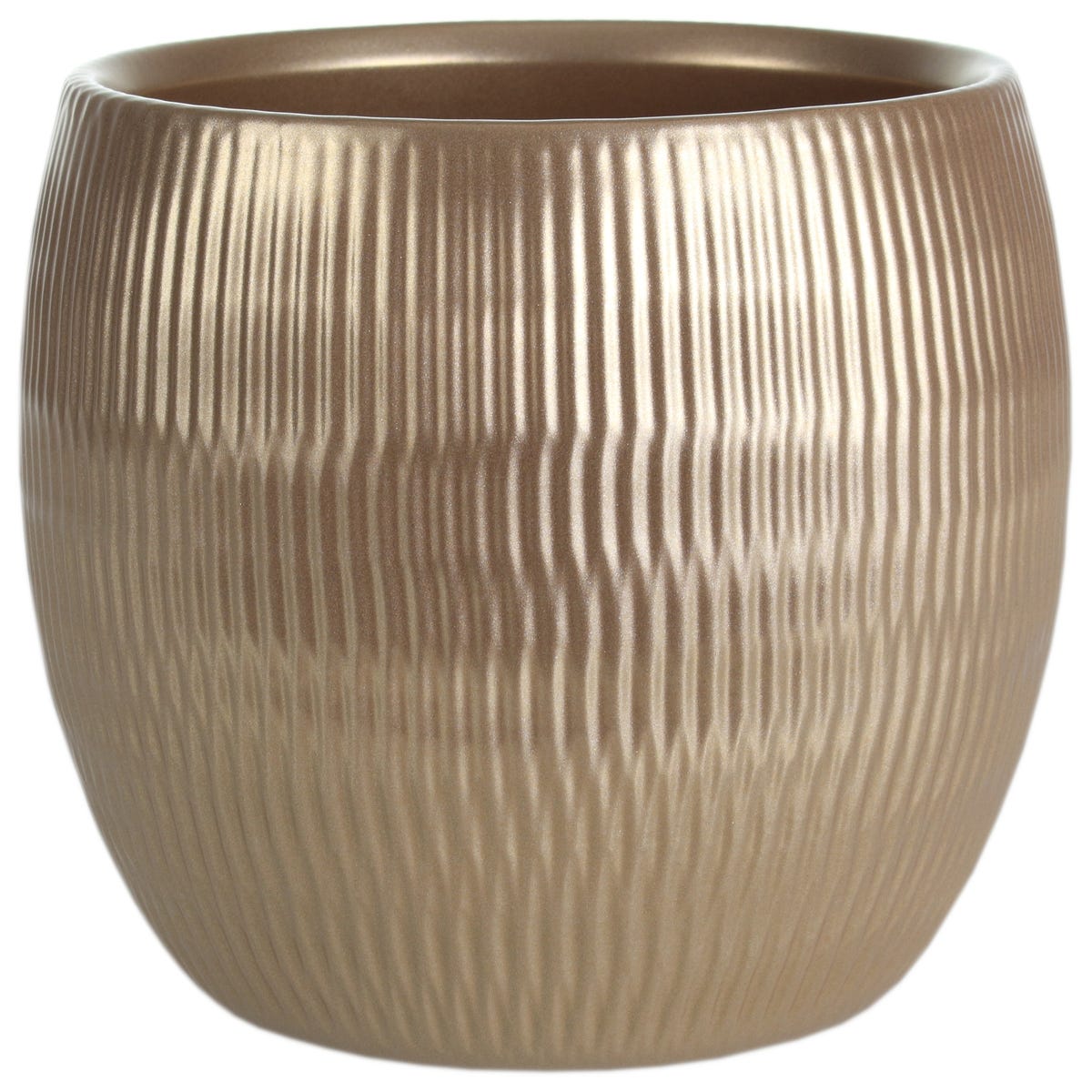 Cermax Osłonka doniczki ceramiczna Plisse 15 cm perłowo-złota