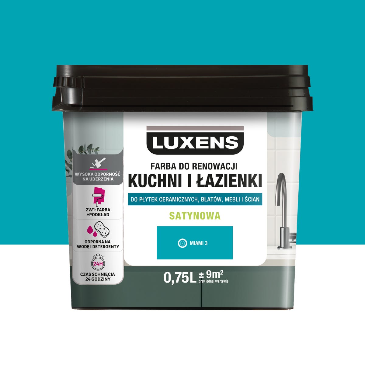 Farba renowacyjna Kuchnia & Łazienka Satin Miami 3 0.75 l Luxens