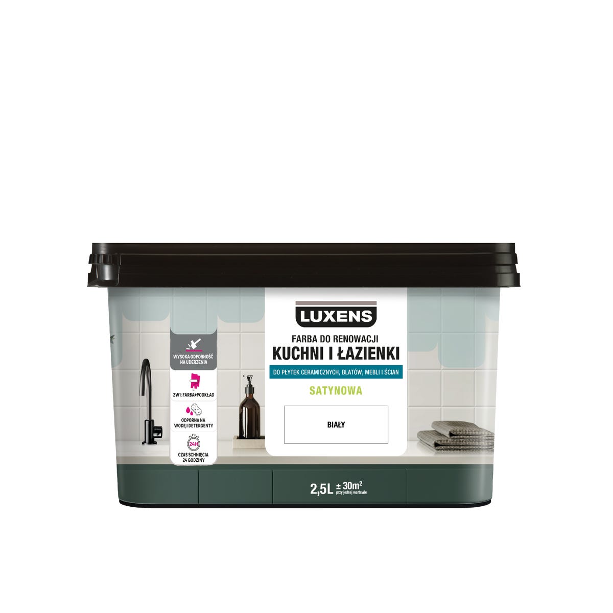 Farba renowacyjna Kuchnia & Łazienka Satin White 2.5 l Luxens