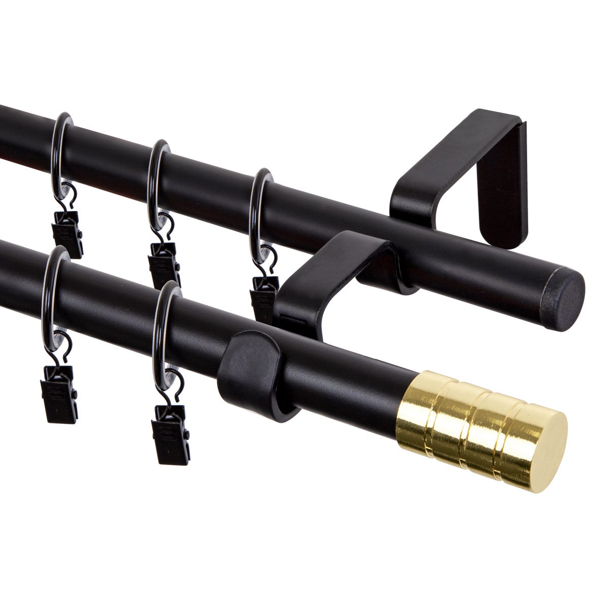Karnisz Alto 200 cm podwójny czarno-złoty 19 mm