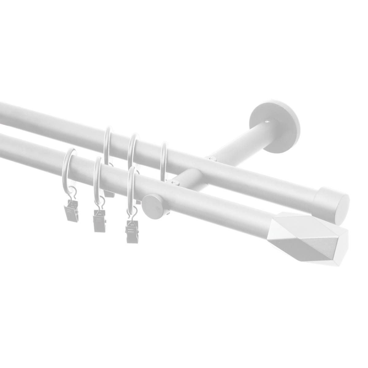 Karnisz Heksagon 240 cm podwójny biały mat 19/16 mm Inspire