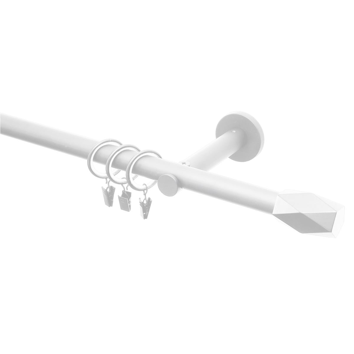 Karnisz Heksagon 160 cm pojedynczy biały mat 19 mm Inspire