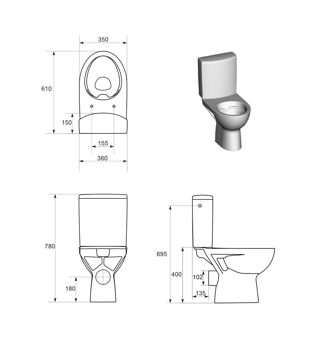 Cersanit WC kompakt poziom Parva New Clean