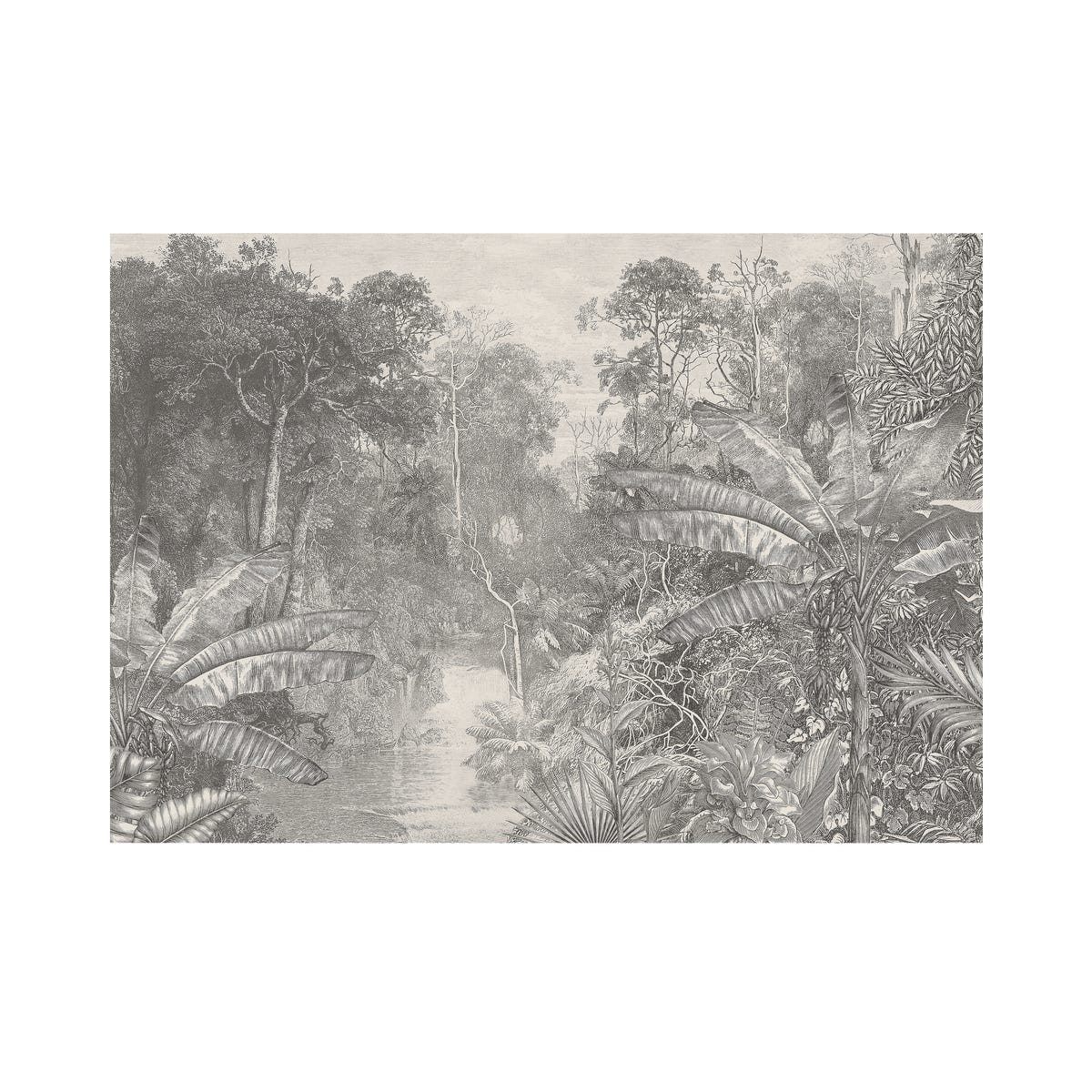 Mural Jungle dżungla w szarości 400 x 280 cm delikatna struktura