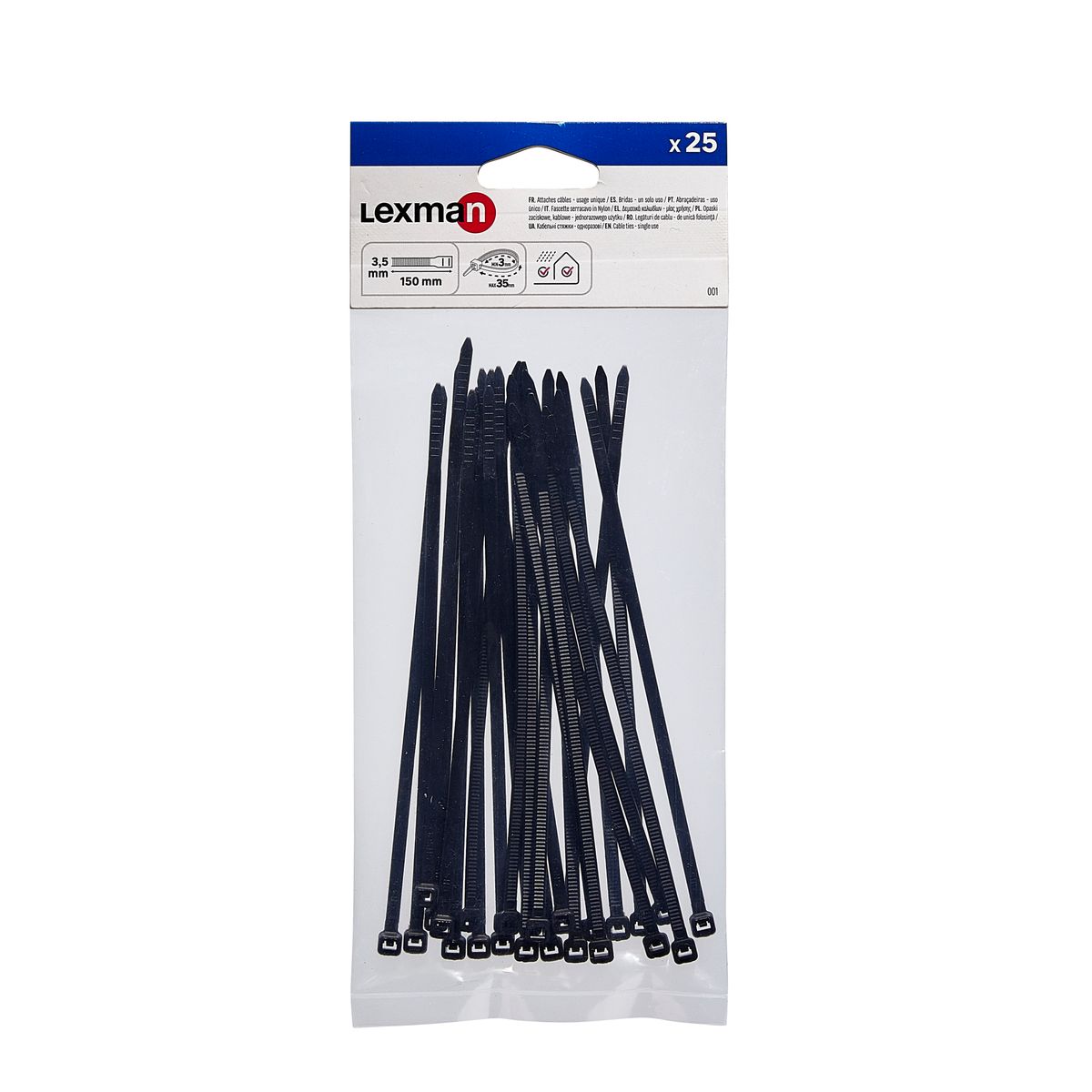 LEXMAN Opaska zaciskowa 3.5 x 150 mm 25 szt. czarny
