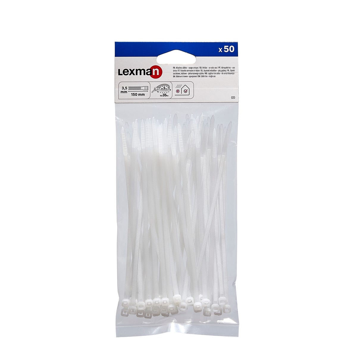 LEXMAN Opaska zaciskowa 3.5 x 150 mm 50 szt. biały