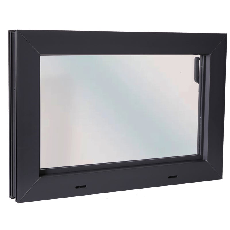 Okno PCV szyba pojedyńcza gospodarcze antracytowe 600x400 mm uchylne do wewnątrz ACO KIPP