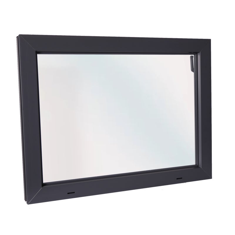 Okno PCV szyba pojedyńcza gospodarcze antracytowe 800x600 mm uchylne do wewnątrz ACO KIPP