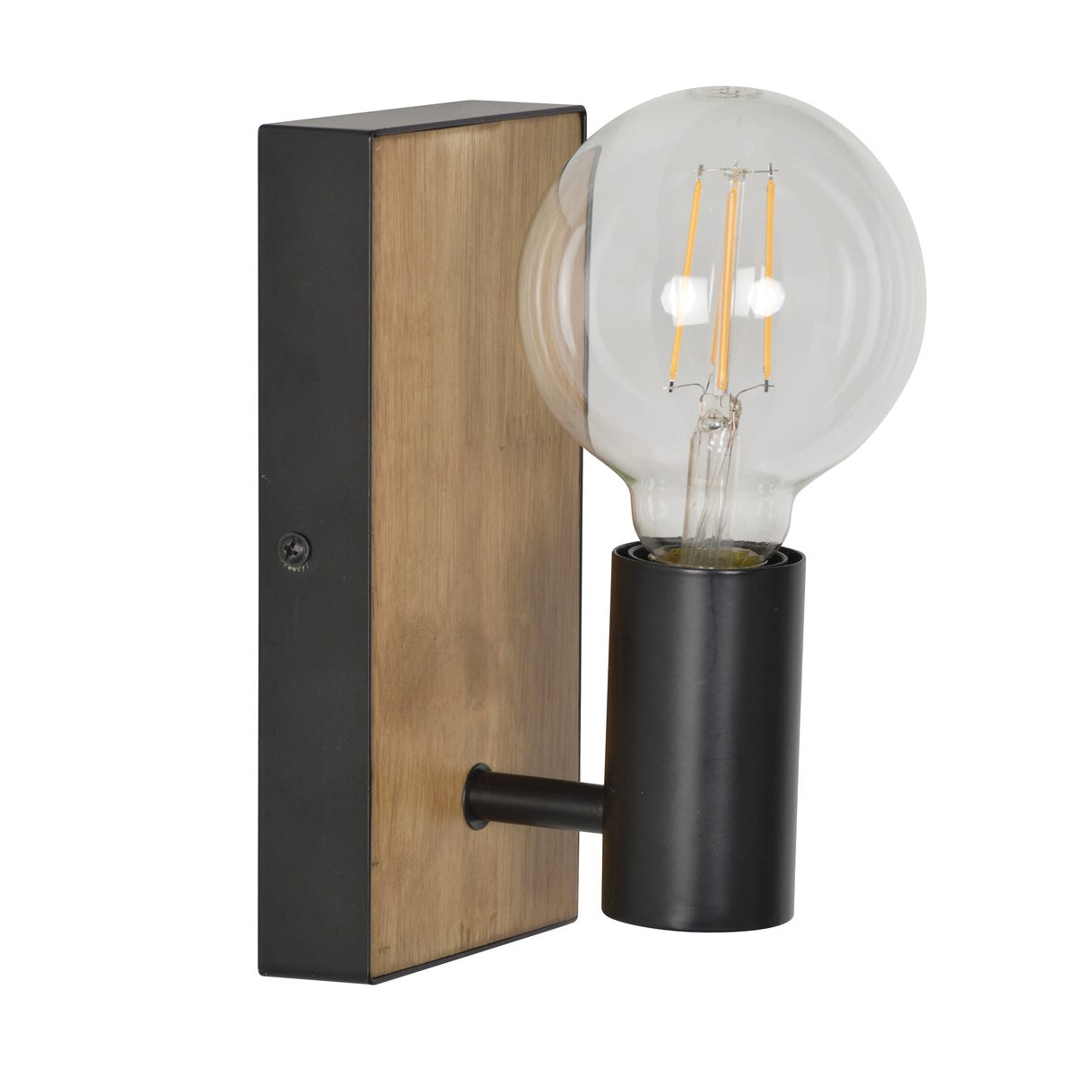 Kinkiet Shito czarny z drewnem E27 Inspire