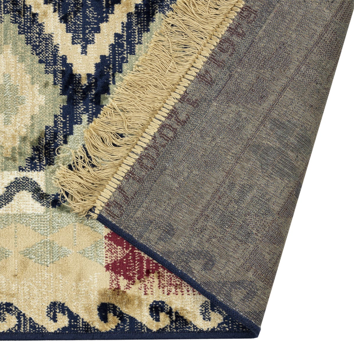 Dywan z frędzlami Teheran Kilim beżowo-granatowy 120 x 170 cm