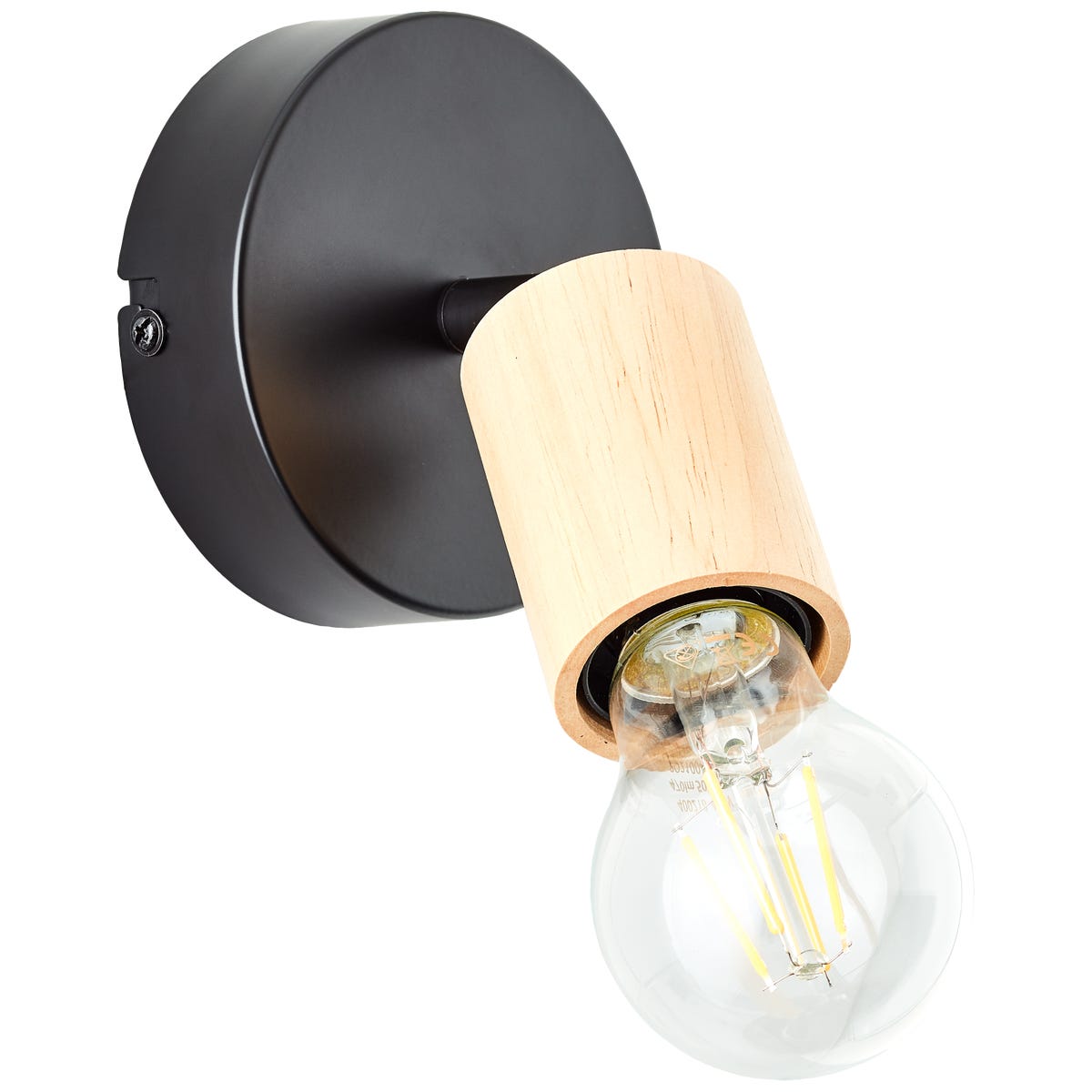 Reflektor Lina czarny z drewnem E27 Inspire