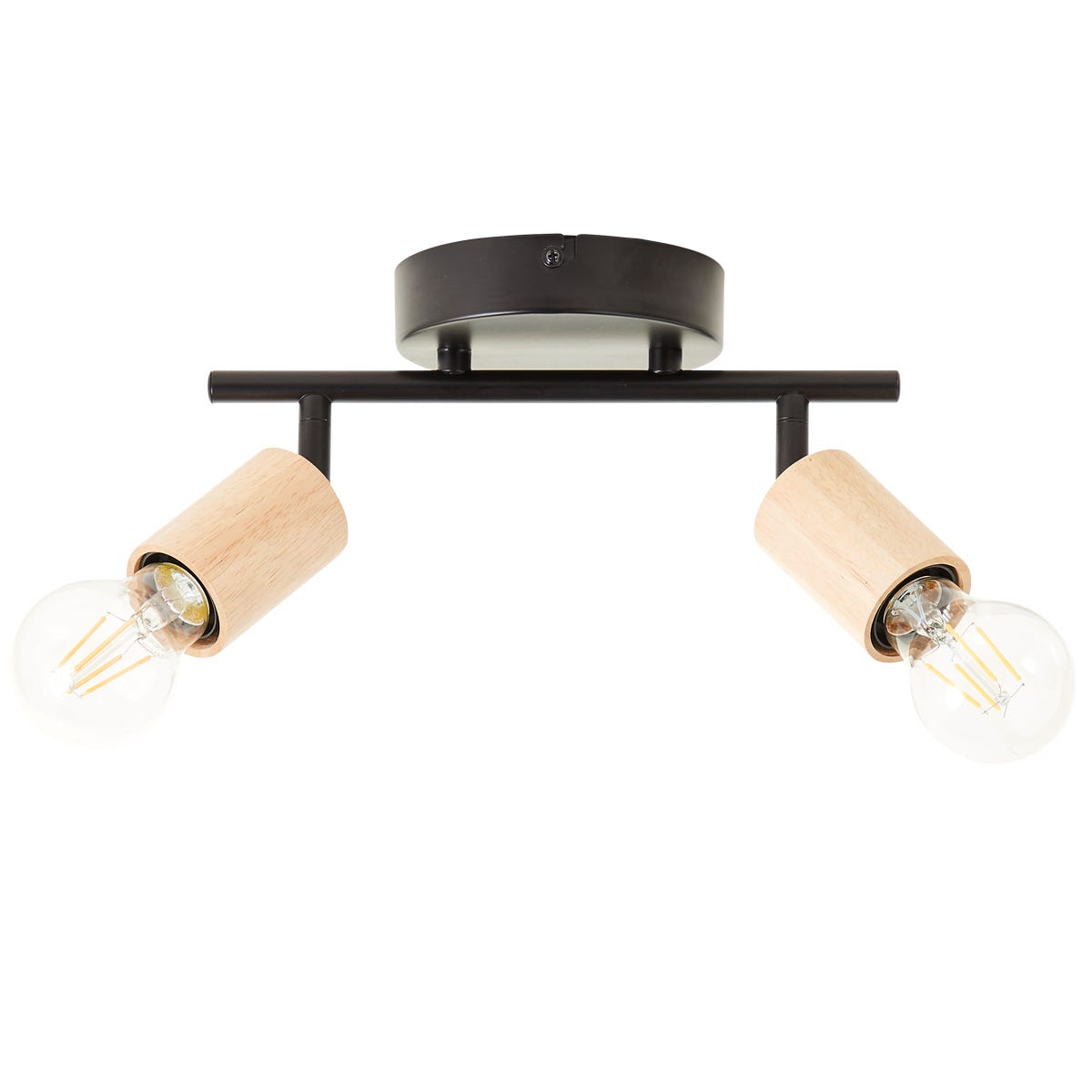 Listwa reflektorowa Lina czarna z drewnem 2 x E27 Inspire