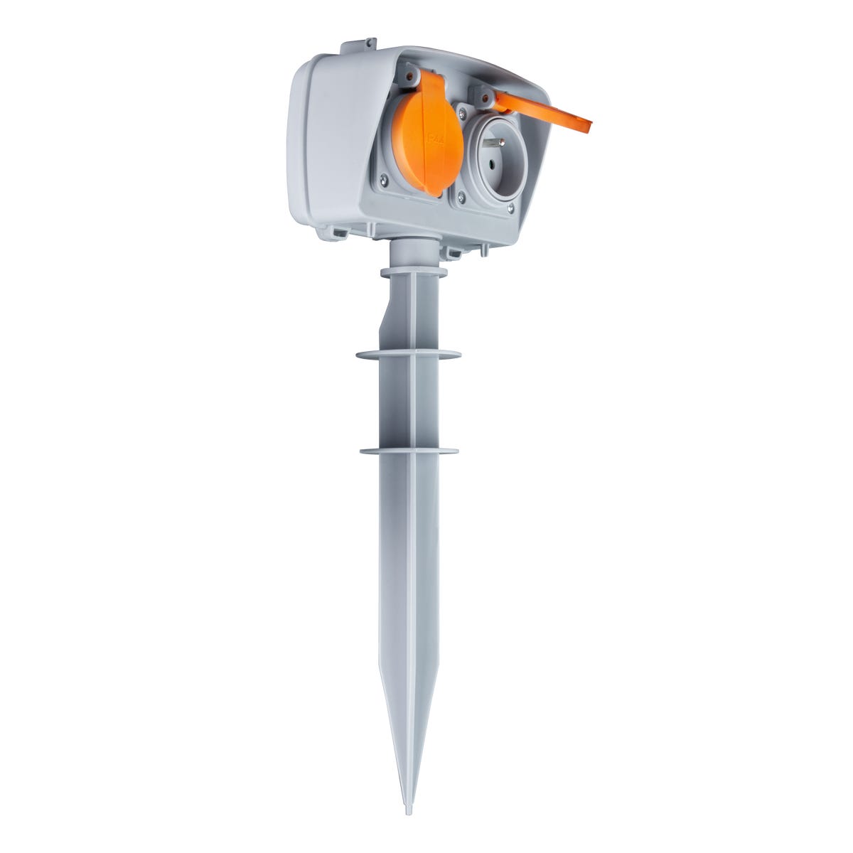 Gniazdo ogrodowe z grotem ziemnym 2x2P+Z czarne 1.5M IP44 DPM
