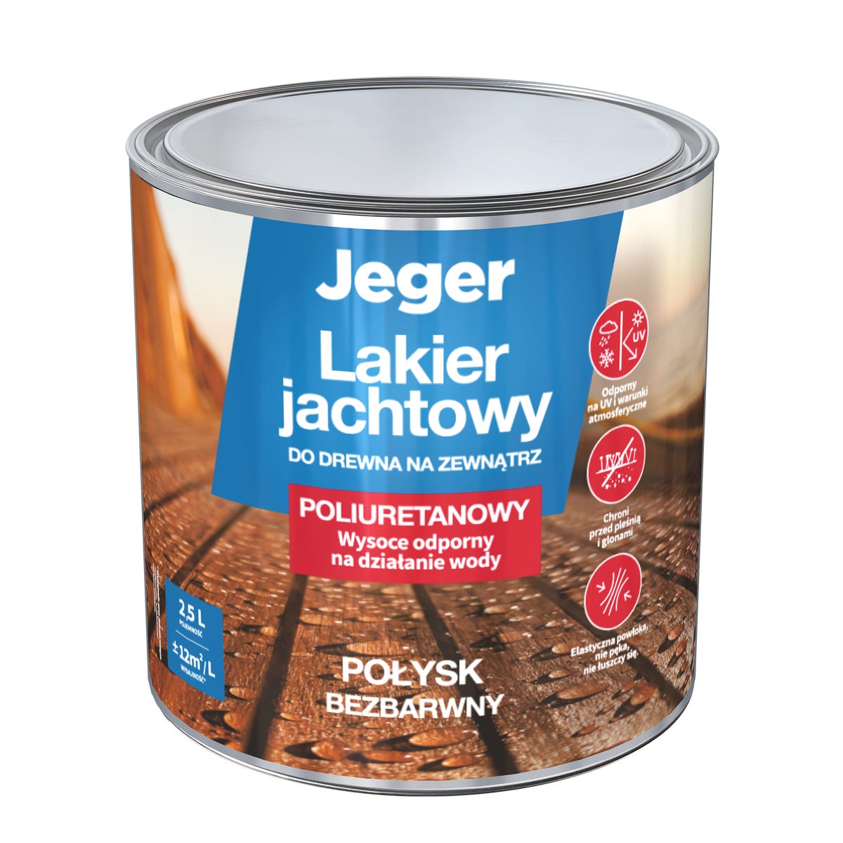Lakier jachtowy do drewna 2.5 litra bezbarwny Jeger