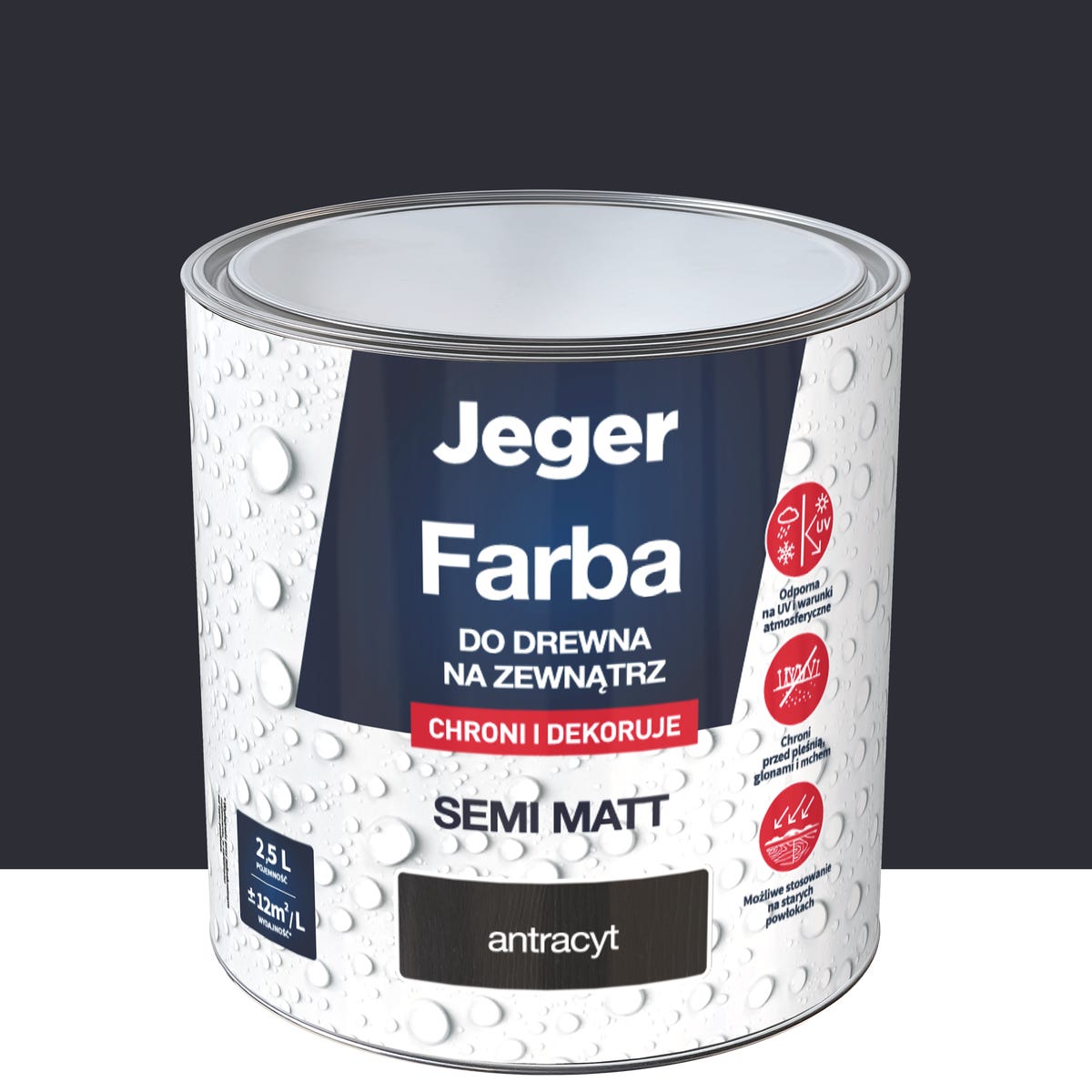 Jeger Farba do drewna na zewnątrz Antracytowy 2.5 litra