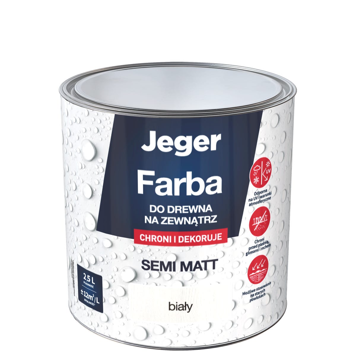 Jeger Farba do drewna na zewnątrz Biały 2.5 litra