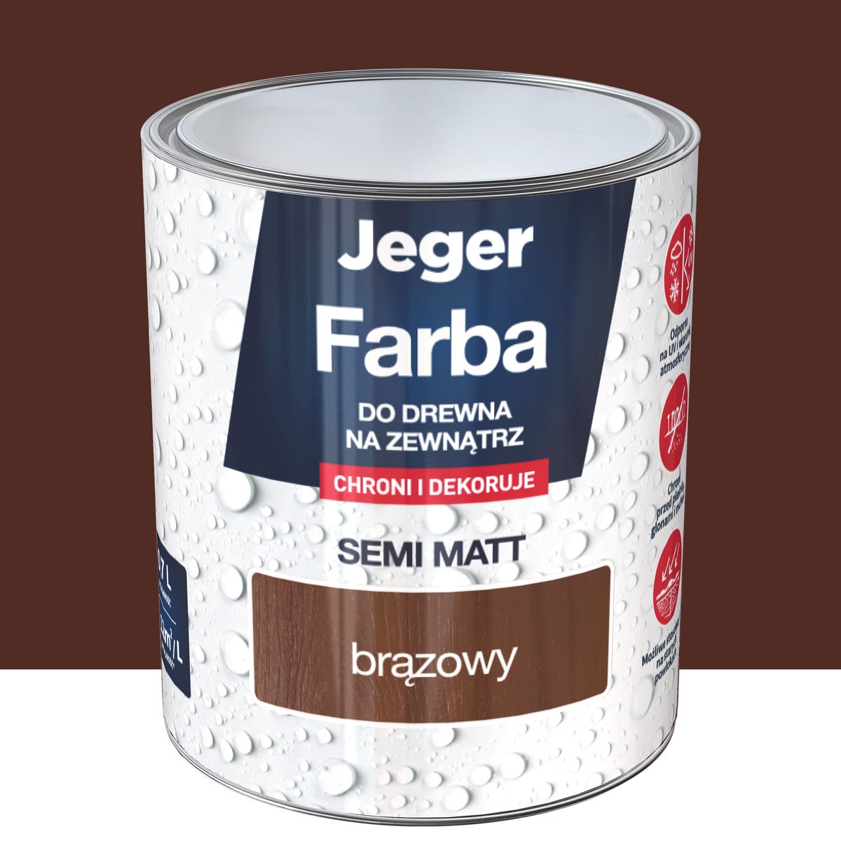Jeger Farba do drewna na zewnątrz do ochrony i dekoracji Brązowy 0.7 litra