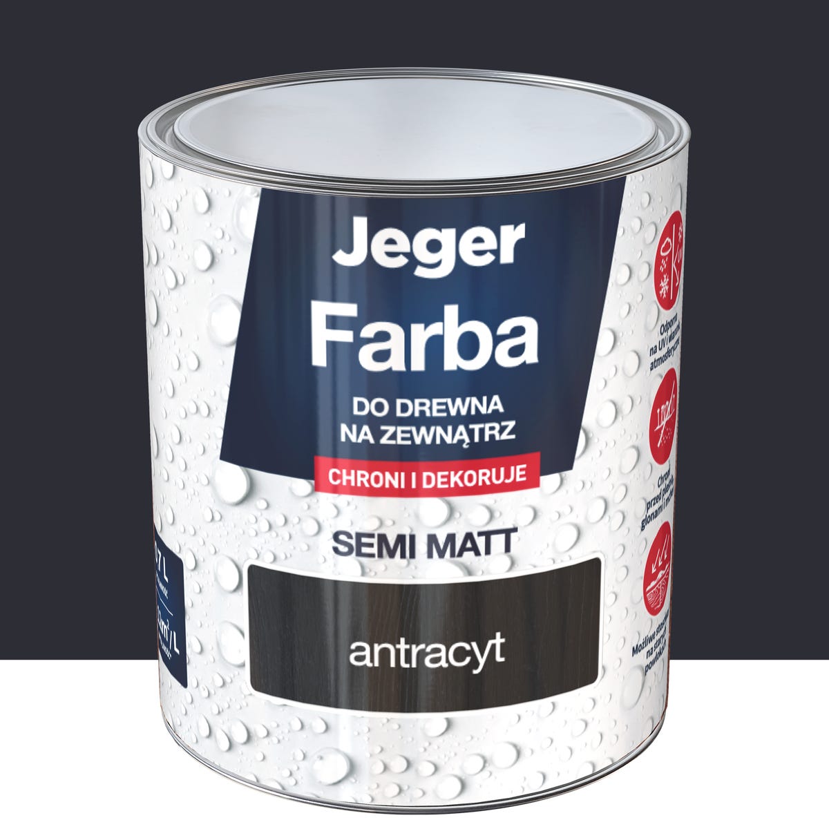 Jeger Farba do drewna na zewnątrz do ochrony i dekoracji Antracytowy 0.7 litra