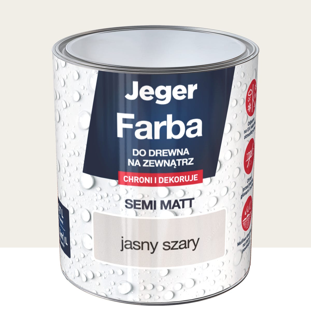 Jeger Farba do drewna na zewnątrz do ochrony i dekoracji Jasny Szary 0.7 litra