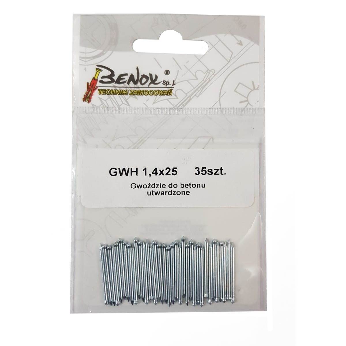Gwóźdź do betonu hartowany 1.4 x 25 mm 35 szt. Benox