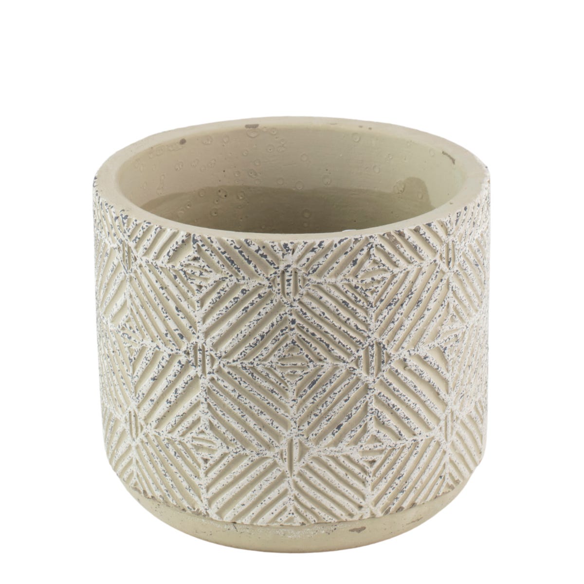 Osłonka doniczki betonowa Jana 15cm szara wzór geometryczny