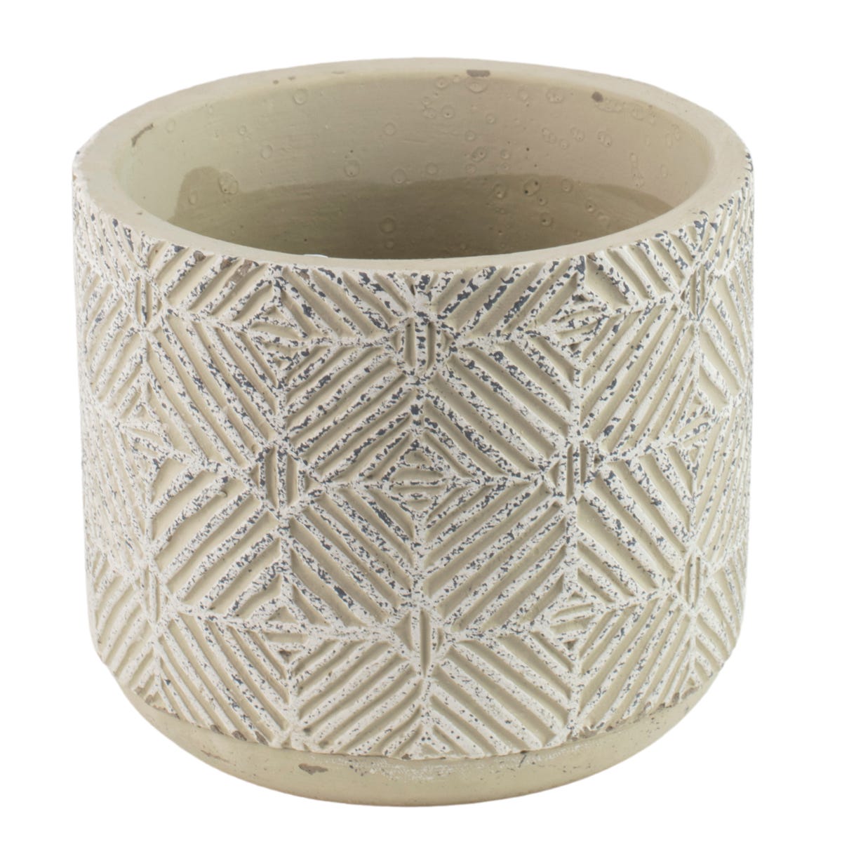 Osłonka doniczki betonowa Jana 17.5cm szara wzór geometryczny