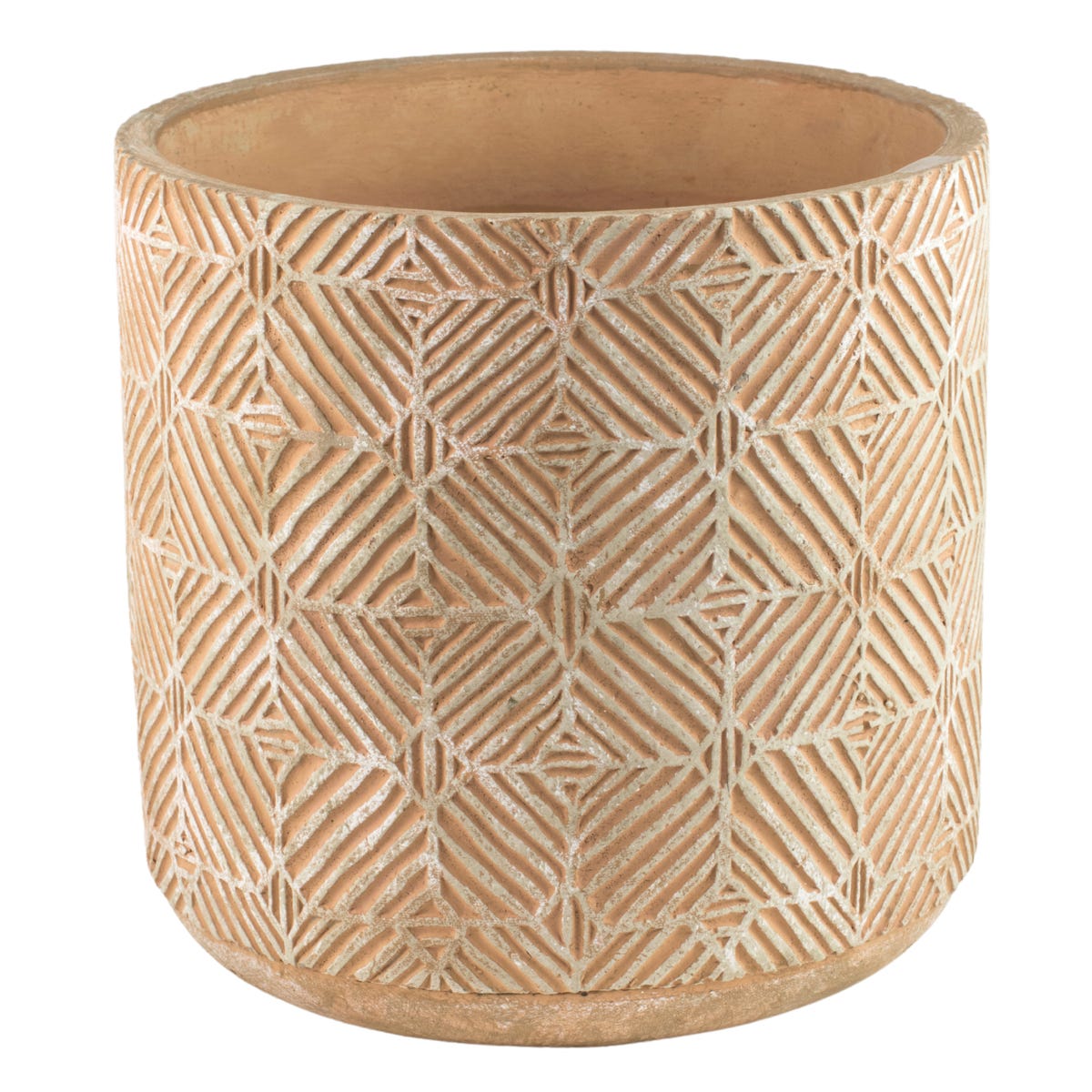 Osłonka doniczki betonowa Jana 17.5cm żółta wzór geometryczny