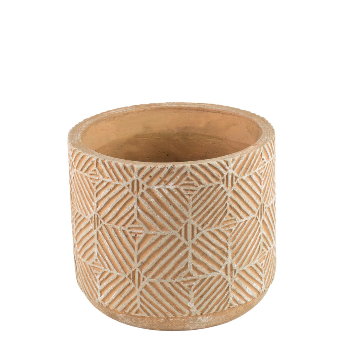 Osłonka doniczki betonowa Jana 10cm żółta wzór geometryczny