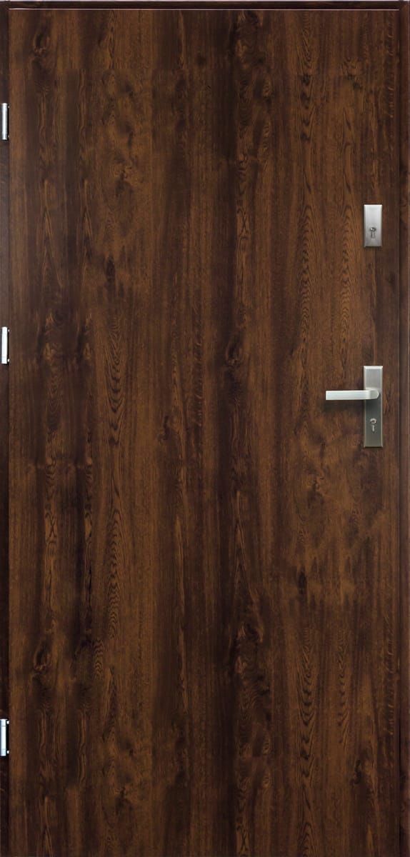 Isoxa Drzwi zewnętrzne stalowe wejściowe Andromeda 68 orzechowe 80 lewe