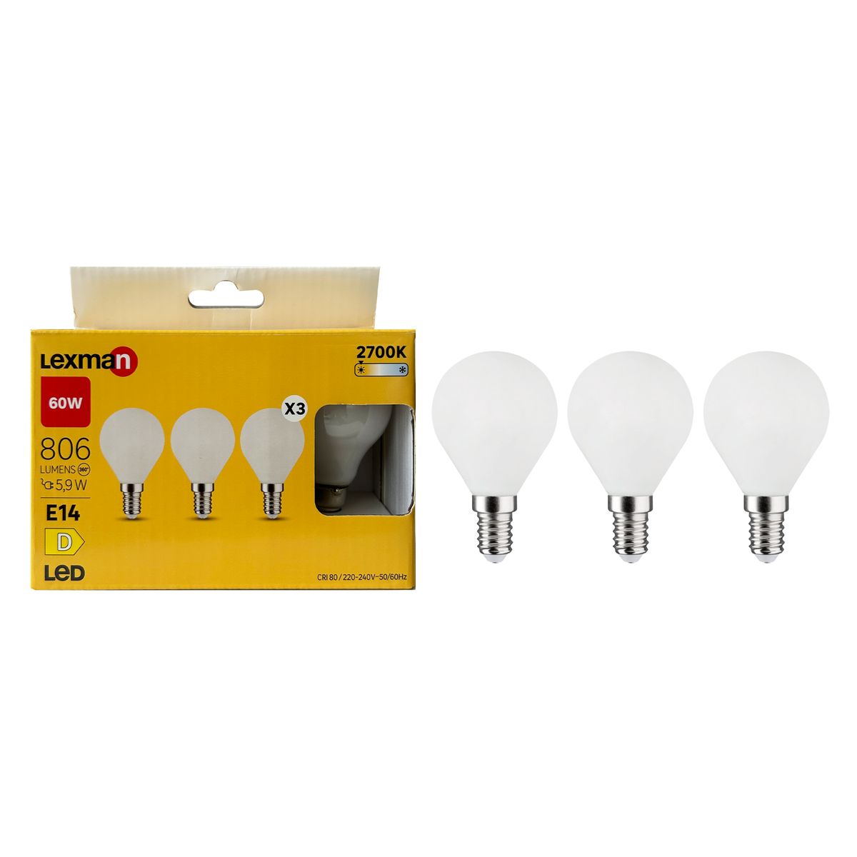 Żarówka LED E14 3 szt. 5,9 W 806 lm Ciepła biel Lexman
