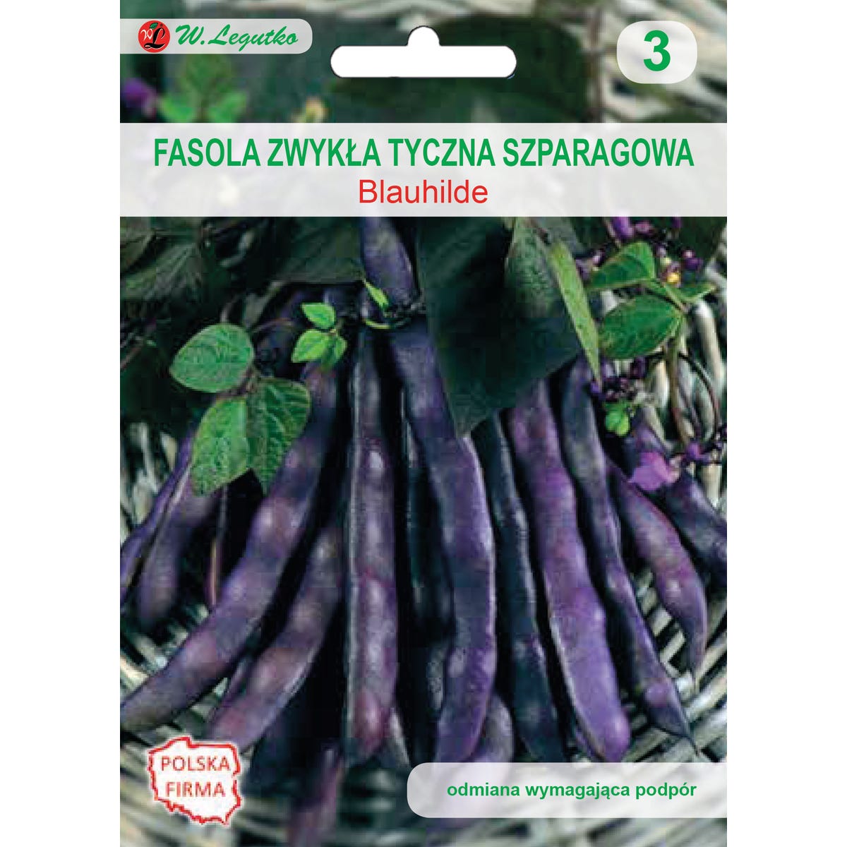 Fasola szparagowa tyczna Blauhilde nasiona 17g W. Legutko