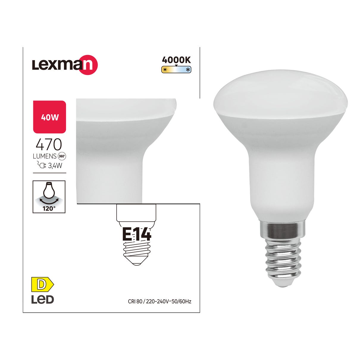 Żarówka LED E14 3,4 W 470 lm Neutralna biel Lexman