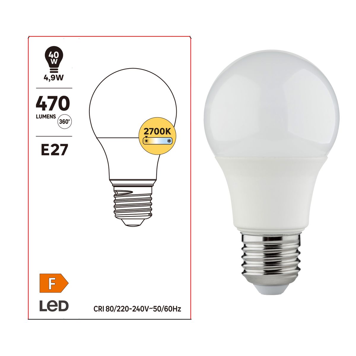 Żarówka LED E27 4,9 W 470 lm Ciepła biel Lexman