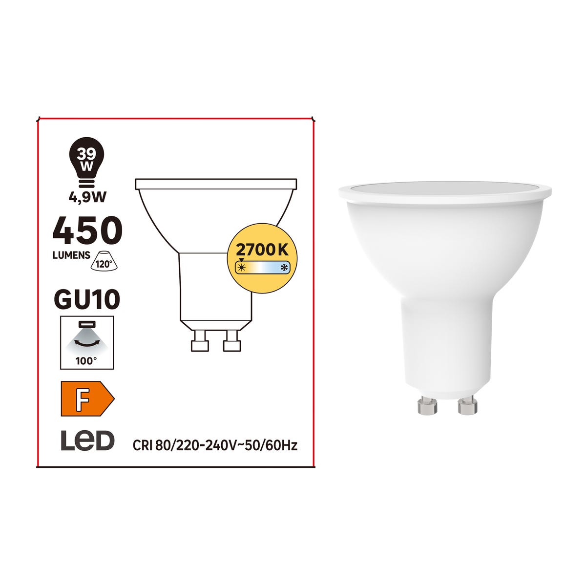 Żarówka LED GU10 4,9 W 450 lm Ciepła biel Lexman